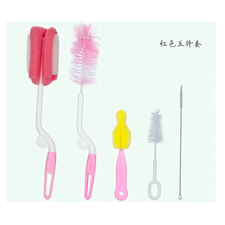 Bottle brush 5-piece set (oPP bag), listed in pink, blue, yellow, green