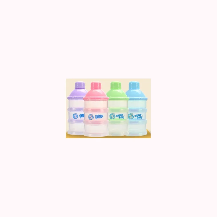 Transparent three-layer powder, listed in pink, blue, green, purple