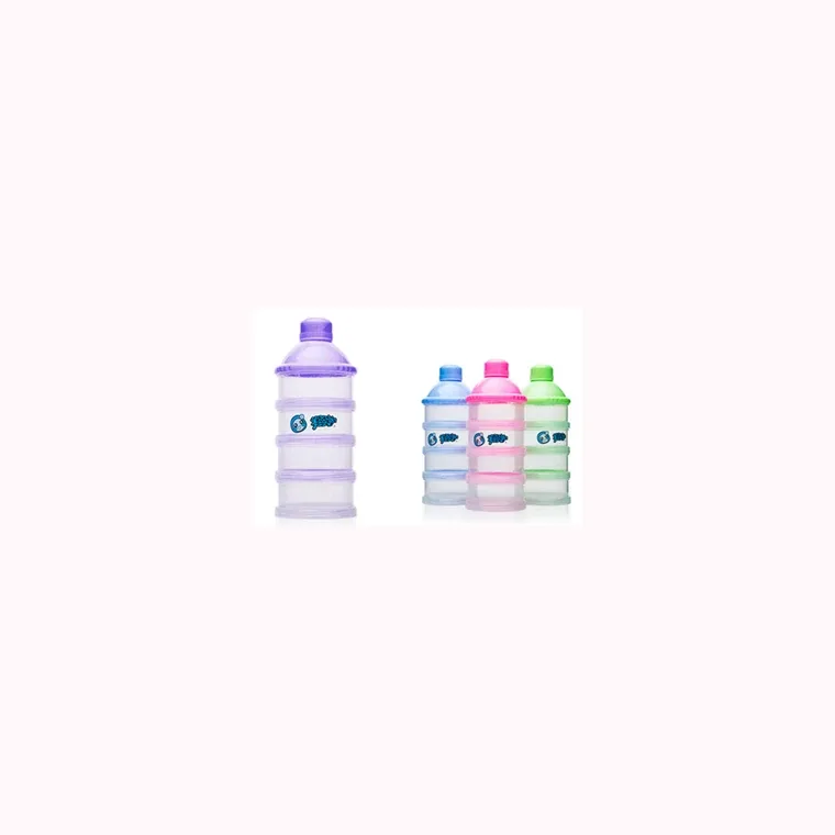 Transparent four-layer powder, listed in pink, blue, green, purple
