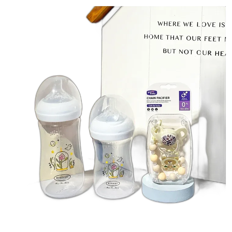 Gift box baby bottle 3 piece set, listed in white