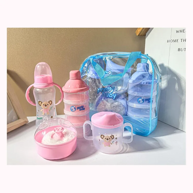 PP Bag Baby Bottle set 5-piece set, listed in Pink,  Blue