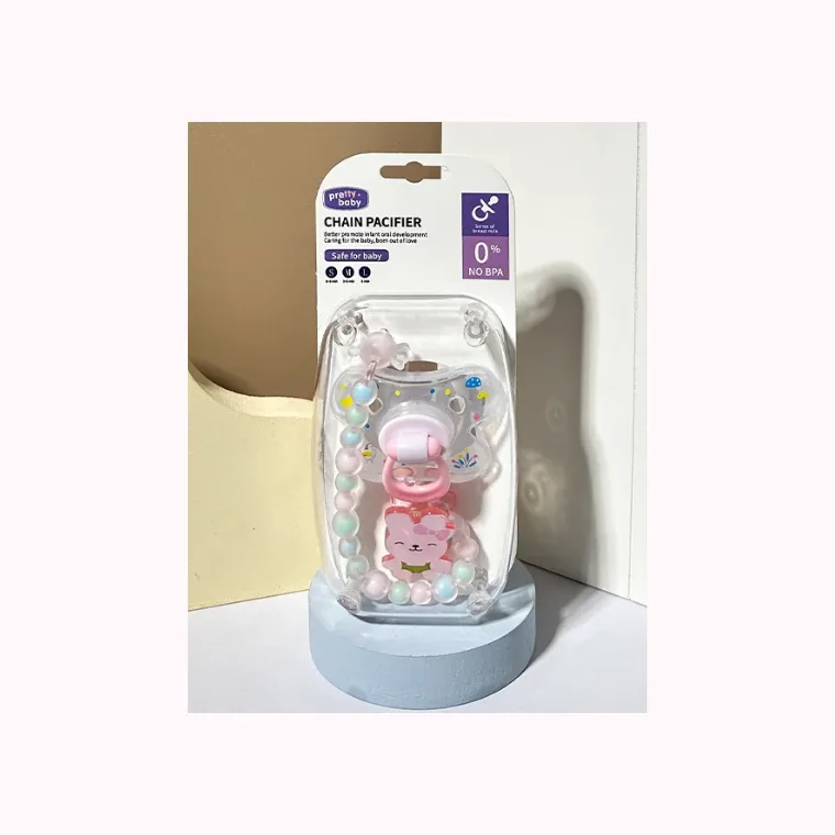 Beaded chain butterfly fun pacifier, listed in pink, blue, green