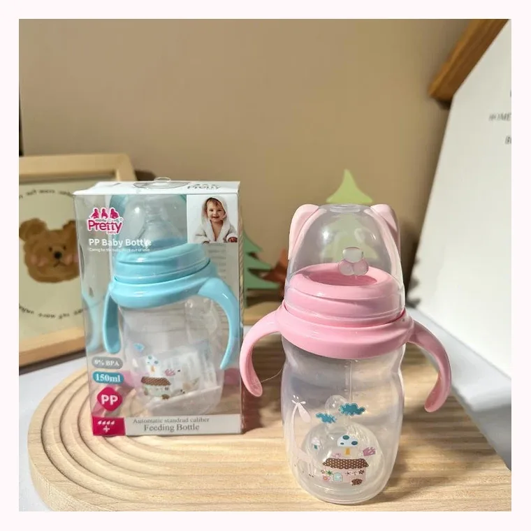 220mL cats handles to automatically wide neck PP small bottles, listed in Pink,  Blue