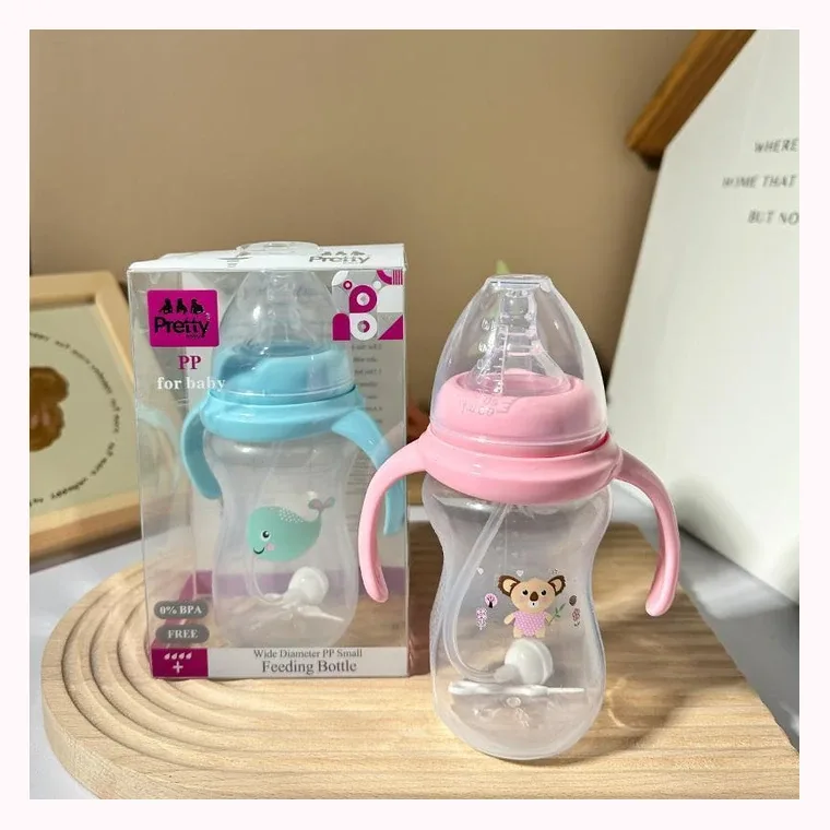 240mL automatically wideneck bottles with handle, listed in Pink,  Blue