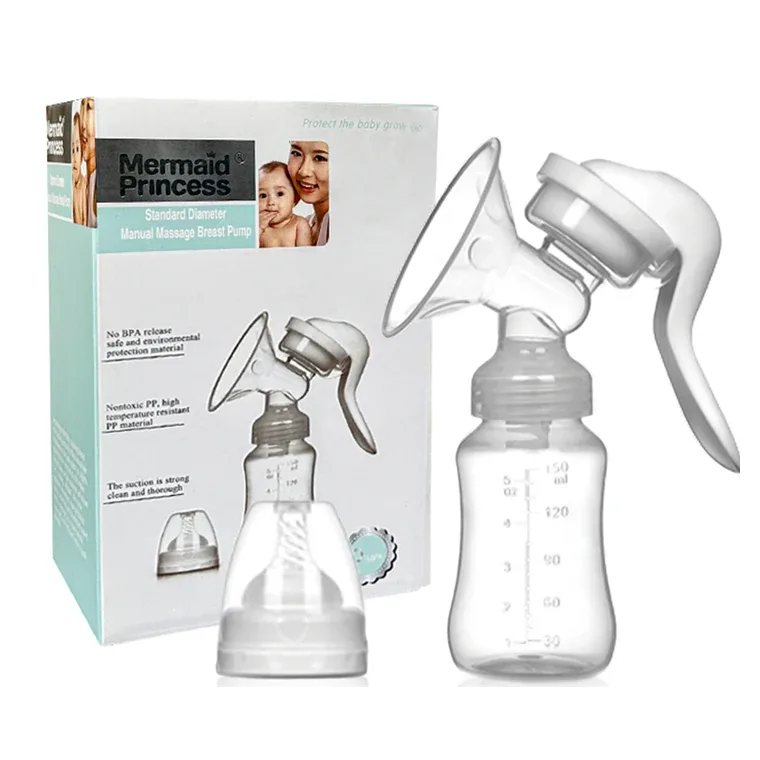 Standard caliber manual breast pump, listed in white