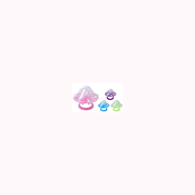 Pacifier, listed in pink, blue, green, purple