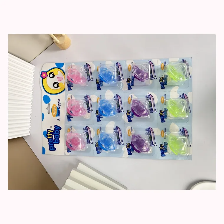 12pcs Butterfly-type comfort pacifier (flath head), listed in pink, blue, green, purple