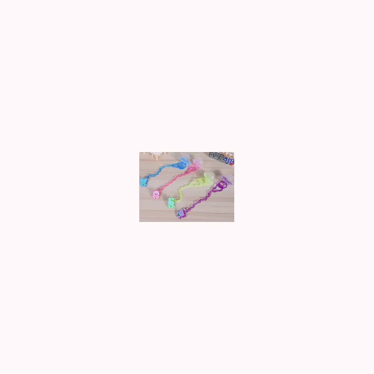 Butterfly-type comfortable pacifier - transparent chain (round head), listed in pink, blue, green, purple