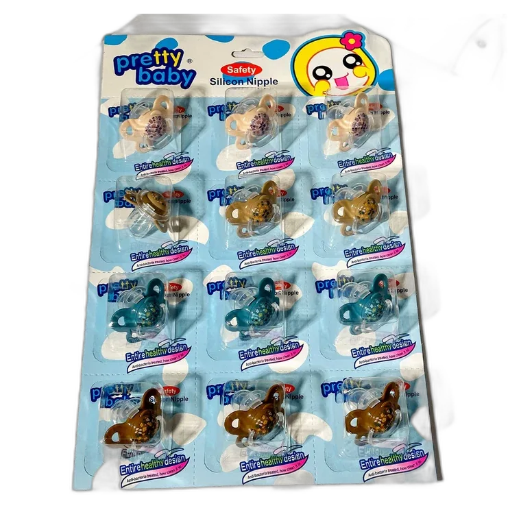 Whole card pacifier (flat head), listed in multicolour