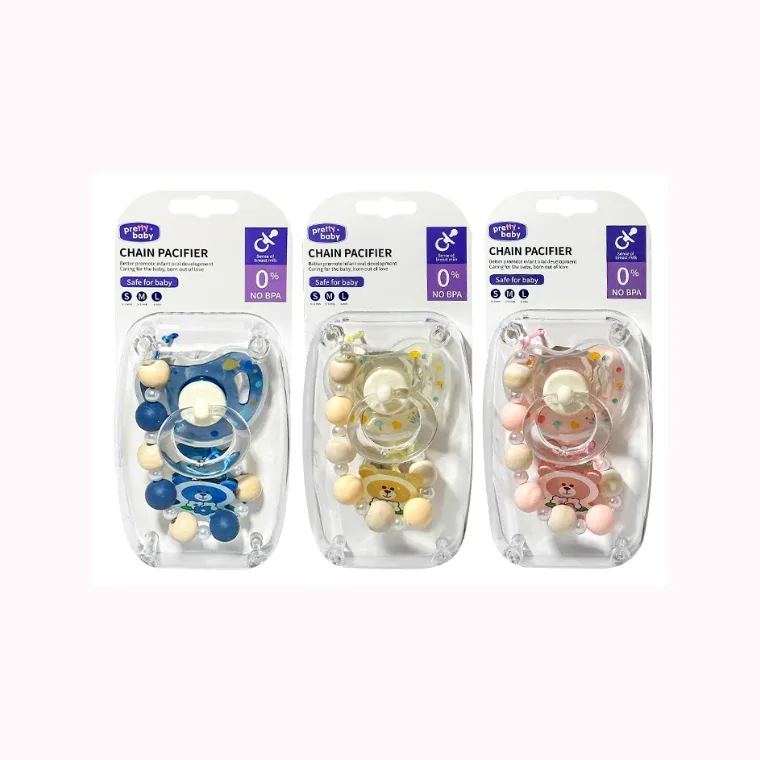Hardcover transparent beaded chain small moon pacifier (round head transparent, listed in multicolour