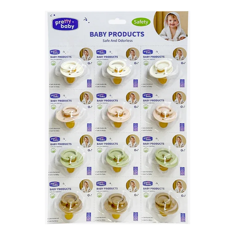 Round pacifier - 12 pieces of card suction/large calories (English), listed in pink, blue, green, brown, white
