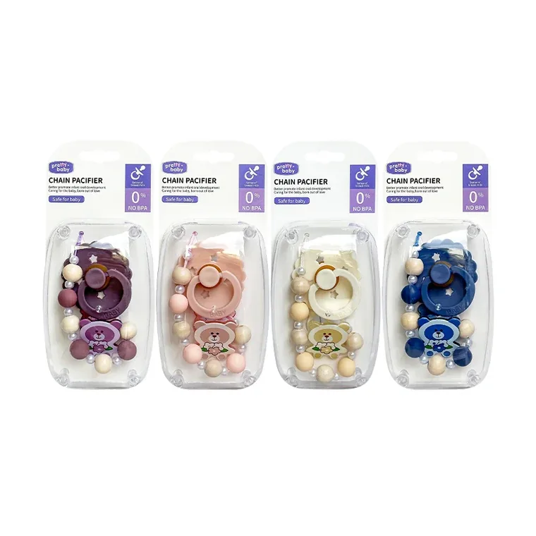 Fine shipment of a beaded chain lace-shaped pacifier, listed in pink, blue, green, purple, white